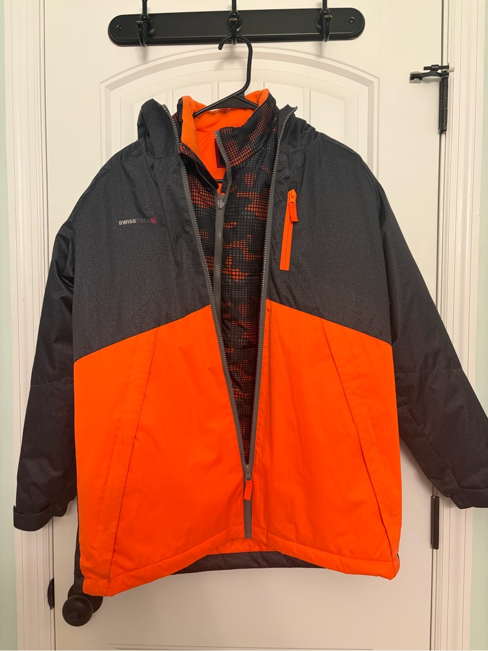 Swiss Tech Youth Orange and Gray Ski Jacket with Hood